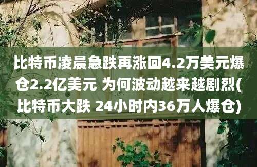 比特币凌晨急跌再涨回4.2万美元爆仓2.2亿美元 为何波动越来越剧烈(比特币大跌 24小时内36万人爆仓)