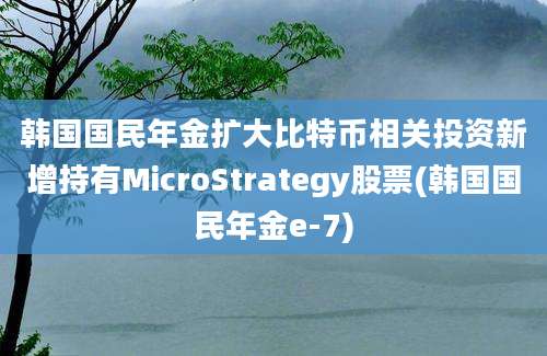 韩国国民年金扩大比特币相关投资新增持有MicroStrategy股票(韩国国民年金e-7)